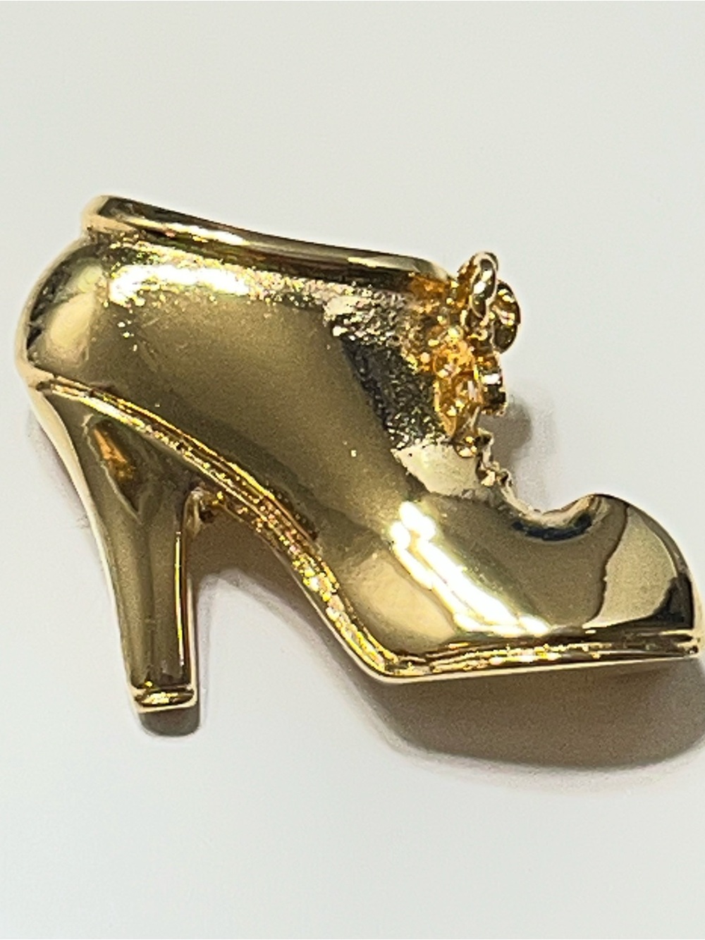 Salvatore Ferragamo Gold Tone High Heel Shoe Brooch